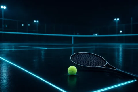 Pista de tenis iluminada